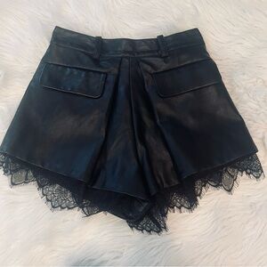 Self Portrait Faux Leather Lace Trim Shorts US Size 0